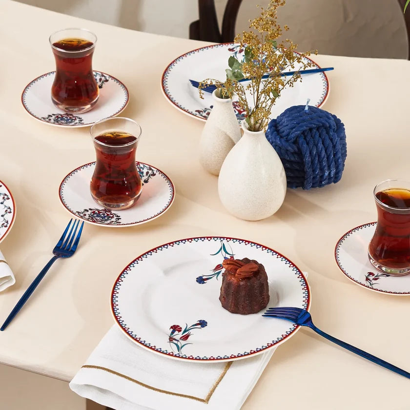 Karaca Nakkaş 6 Kişilik 18 Parça Tatlı ve Çay Seti