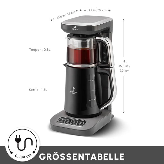Karaca Çaysever Robotea PRO 4 in 1 Konusan Otomatik Çay Makinesi ve Filtre Kahve Demleme Makinesi Gri
