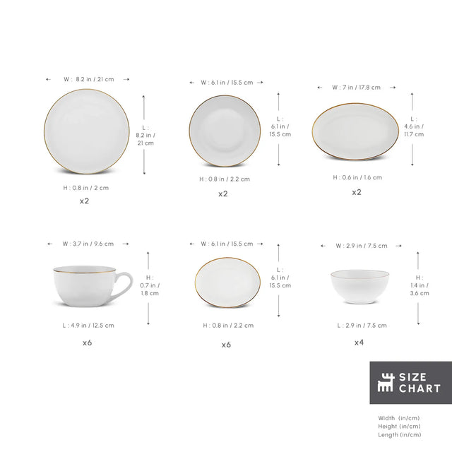 Karaca Elegance Bone Marcelo 26-teiliges Frühstücksset für 6 Personen in Gold