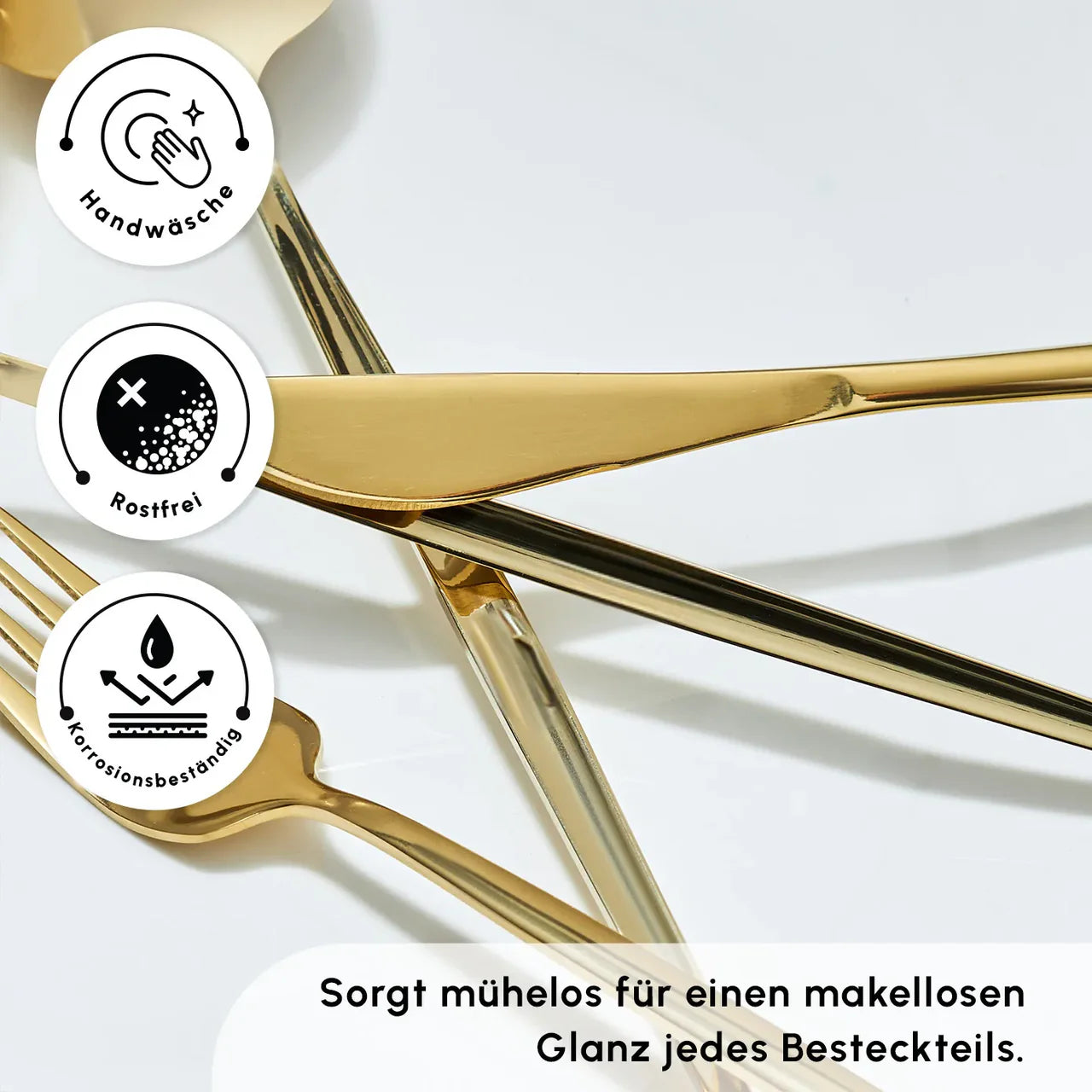 Karaca Bella Shiny Gold 6-Person Cutlery Set, 24 Pieces