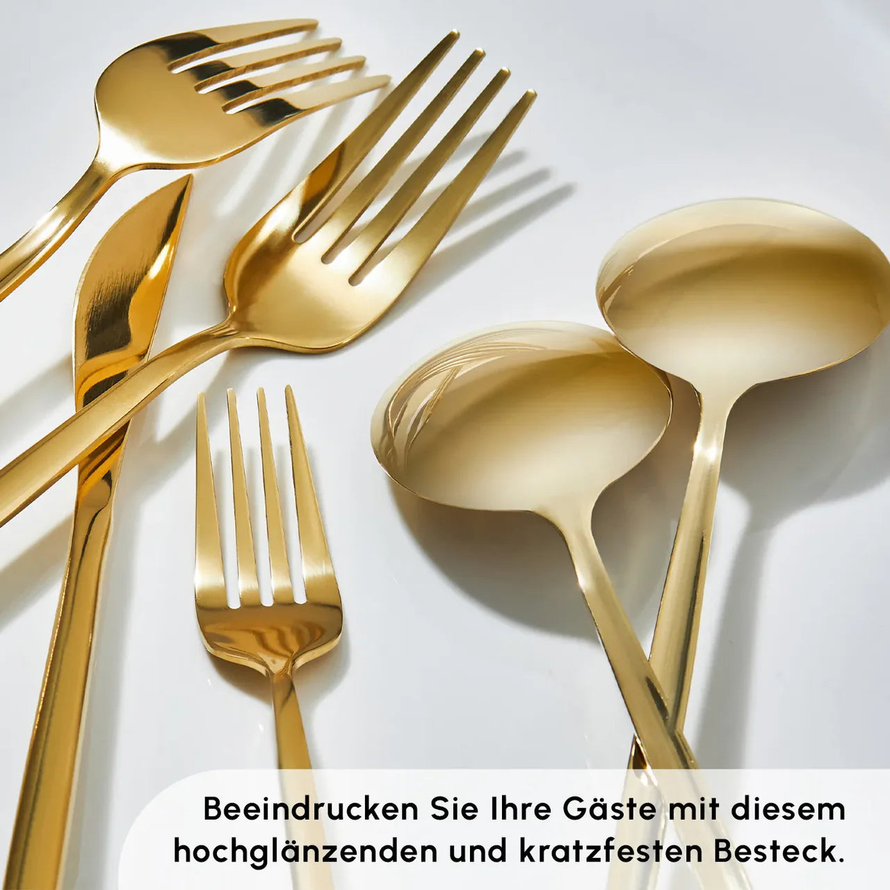 Karaca Bella Shiny Gold 6-Person Cutlery Set, 24 Pieces
