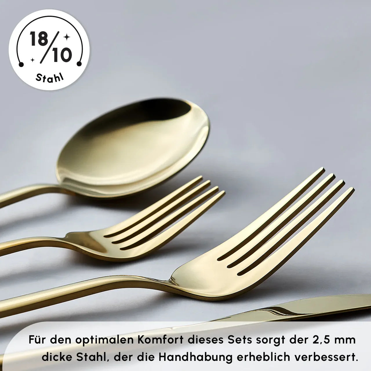 Karaca Bella Shiny Gold 6-Person Cutlery Set, 24 Pieces