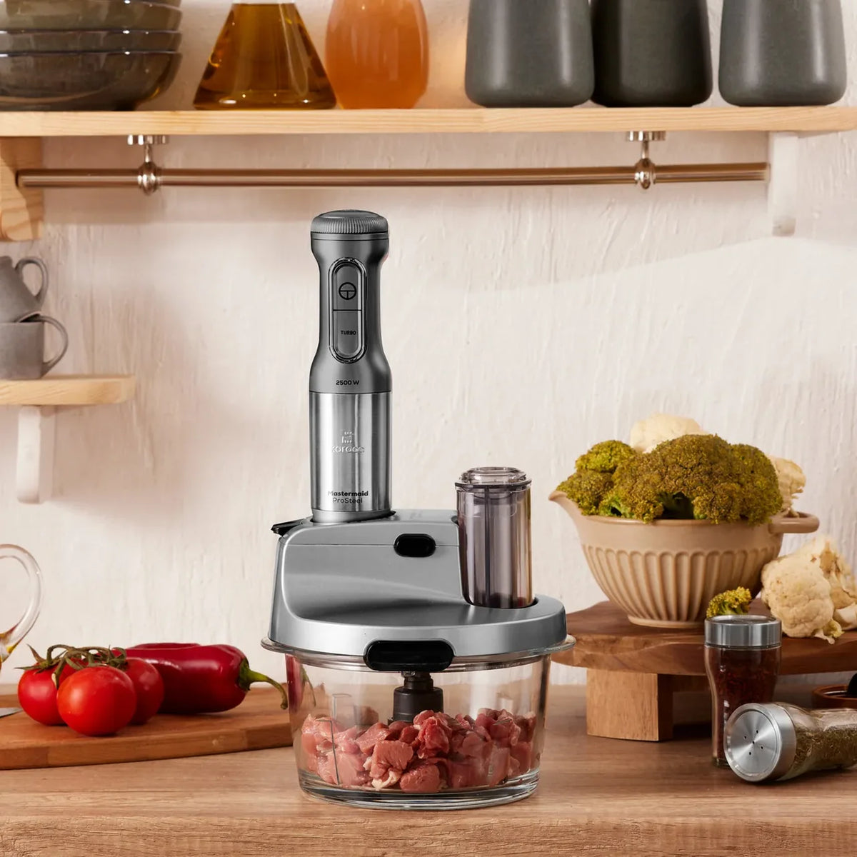 Karaca Mastermaid Prosteel Cam Mutfak Robotu, Uzun Blender, 2500 W, Galaxy Grey
