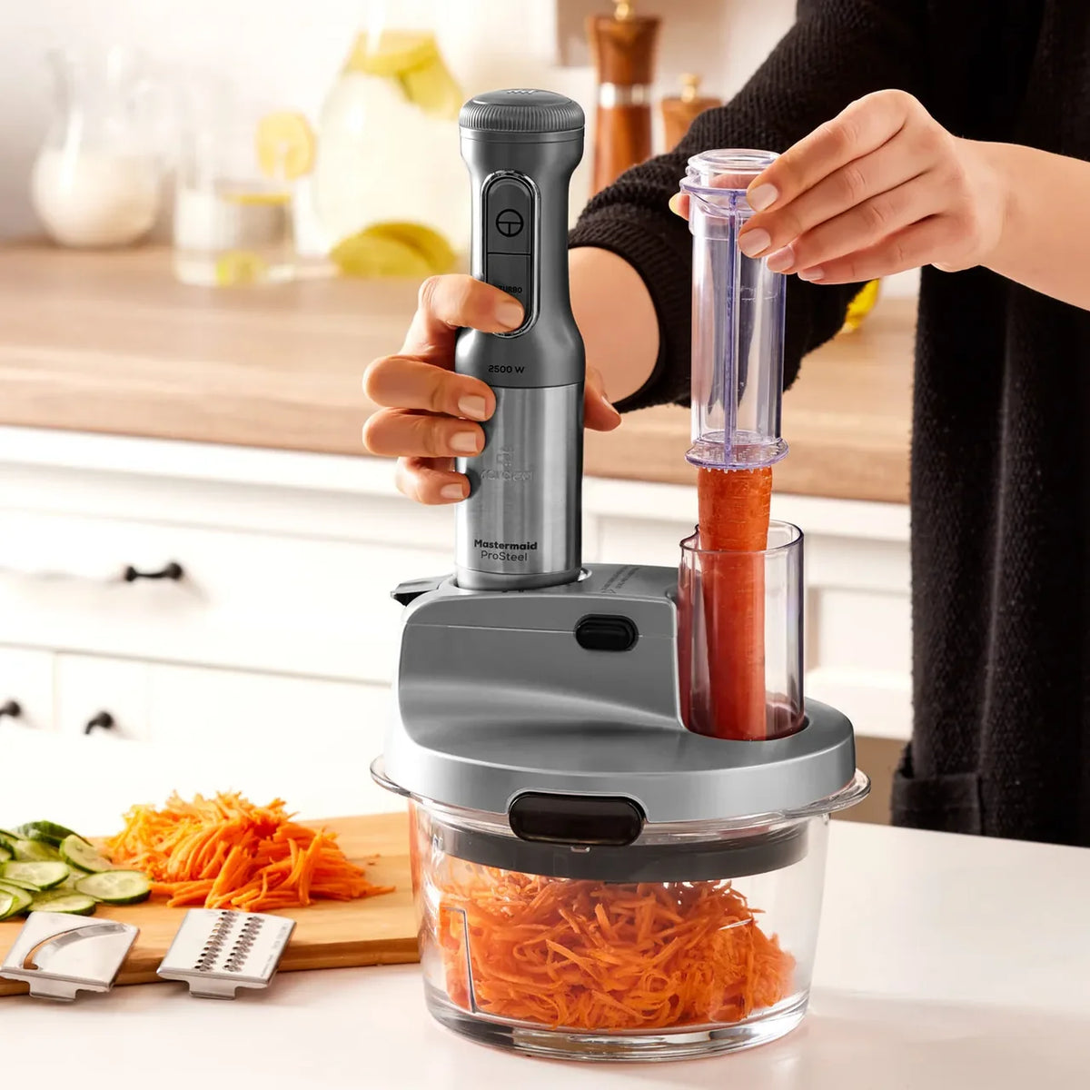 Karaca Mastermaid Prosteel Cam Mutfak Robotu, Uzun Blender, 2500 W, Galaxy Grey