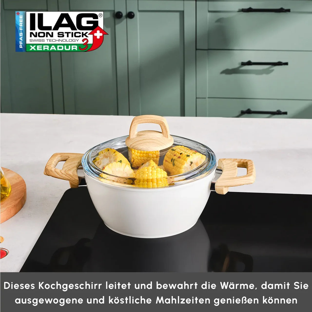 Karaca Swiss Crystal İndüksiyonlu Tencere Creamy, 20 cm