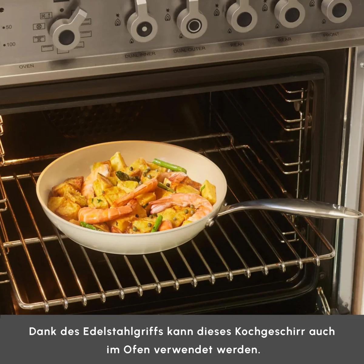 Karaca Swiss Crystal Almond Cream pan met platte handgreep, 16 cm