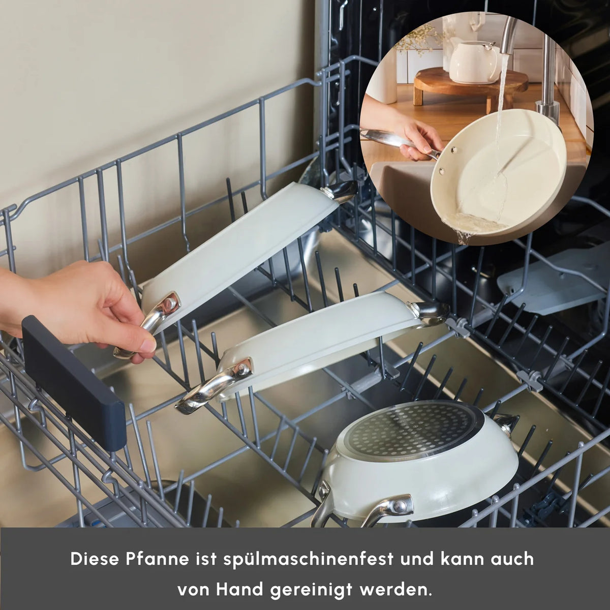 Karaca Swiss Crystal Almond Cream pan met platte handgreep, 16 cm