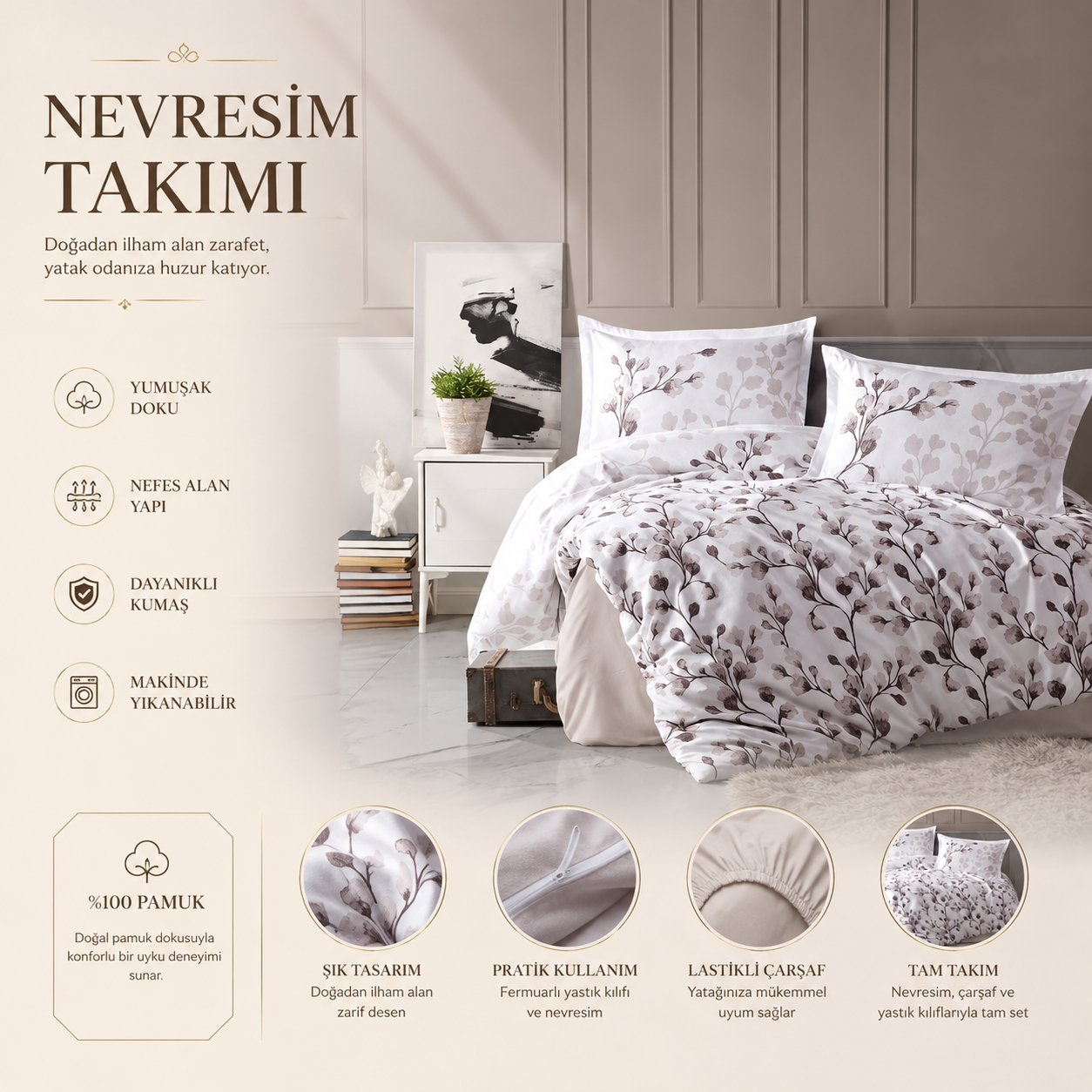Lavella Aven Ranforce Bettwäsche-Set 200 x 220 cm, 4-teilig – Lila