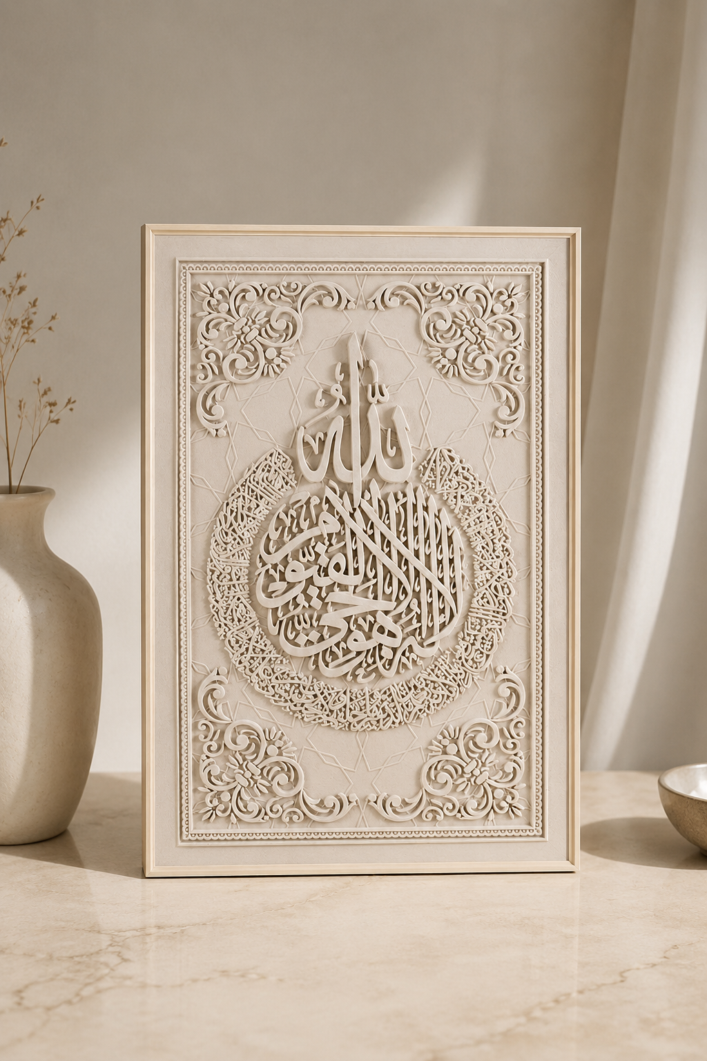 Ayetel Kürsi Tablo | 80 x 120cm | Bej