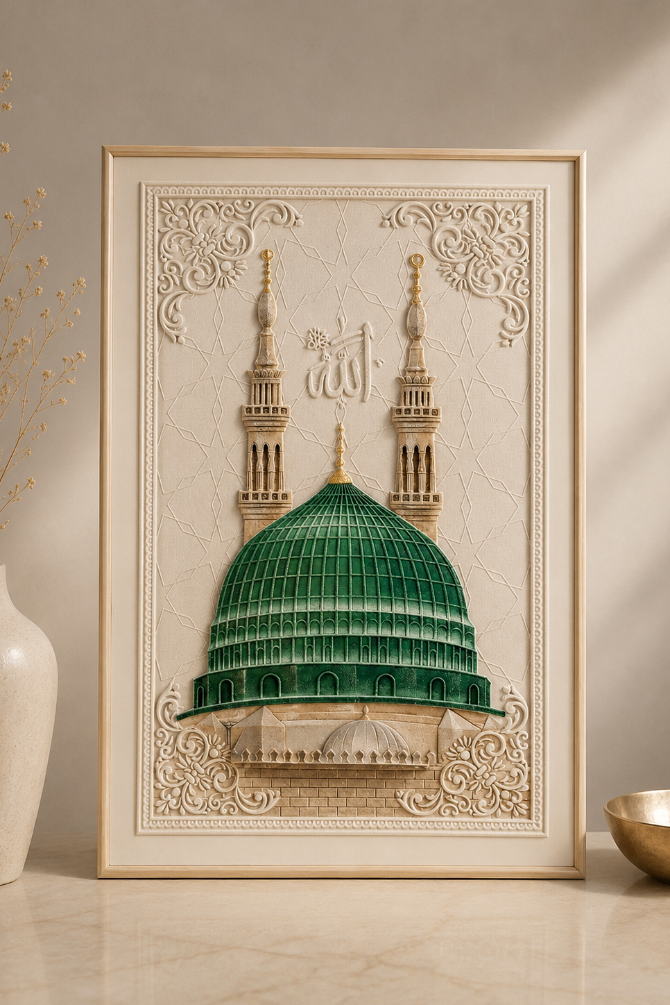Yeşil Kubbe Dekoratif Duvar Tablosu | 80x120 cm | Bej