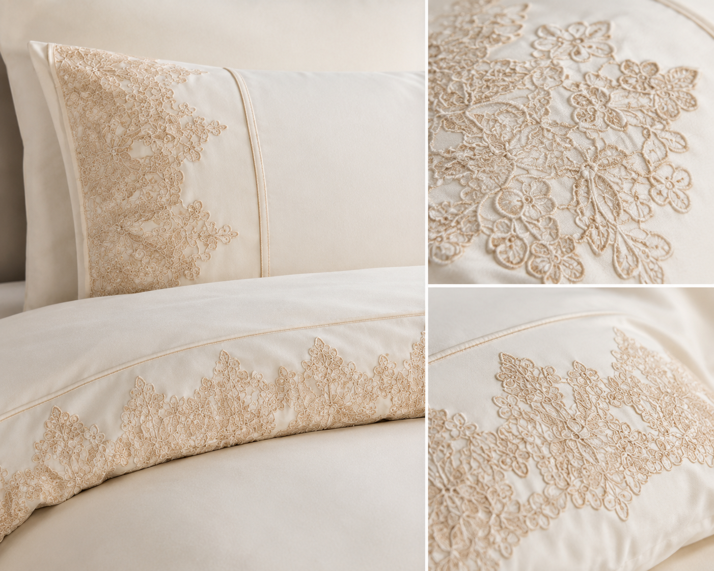 Parure de lit Lavella Nisa 200 x 220 cm – Blanc | 6 pièces