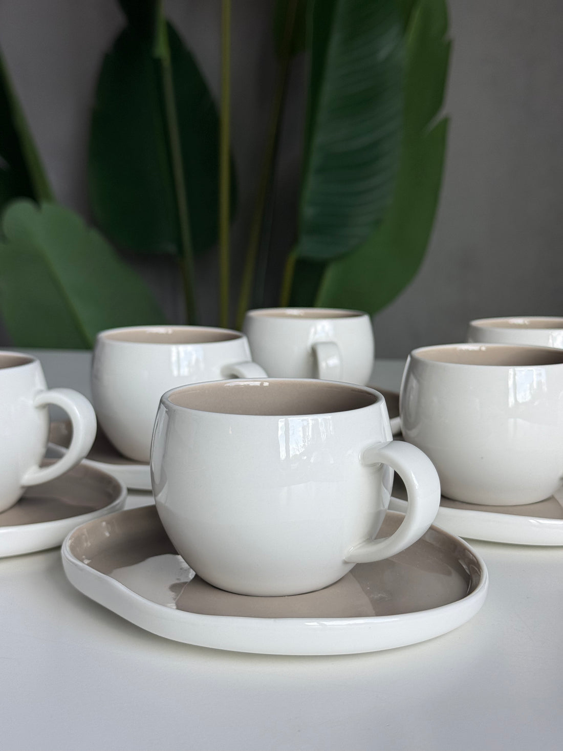 Mulex Kaffeetassen-Set für 6 Personen, grau/weiß
