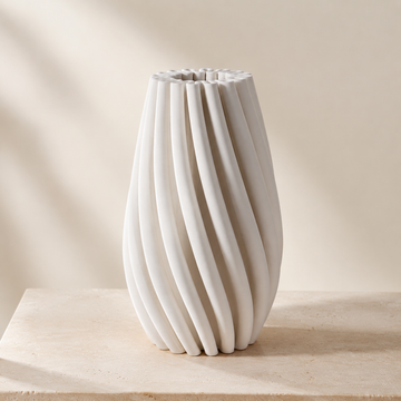 Fugurato Lia Seramik Vazo | Beyaz Ø13,5 × 26 cm
