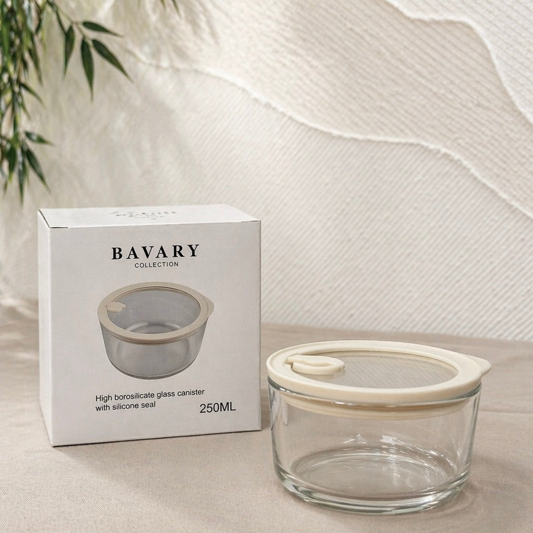 Bavary Yuvarlak Cam Saklama Kabı 250Ml