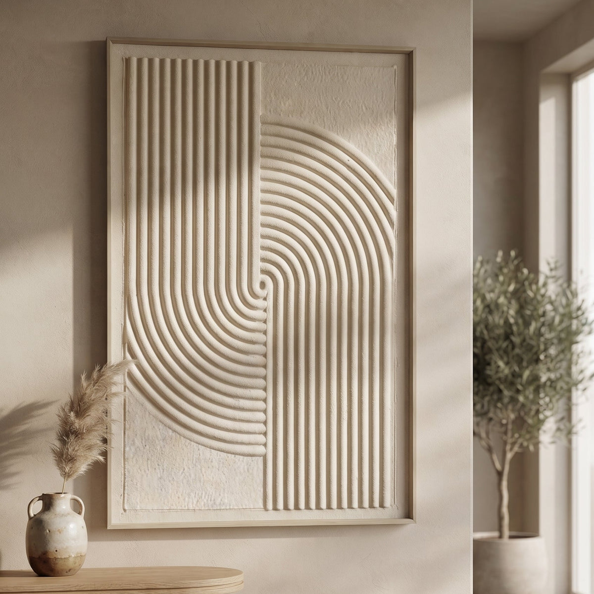 Quadro da parete in rilievo Kadoland CNR008 | 80x120 cm | Beige