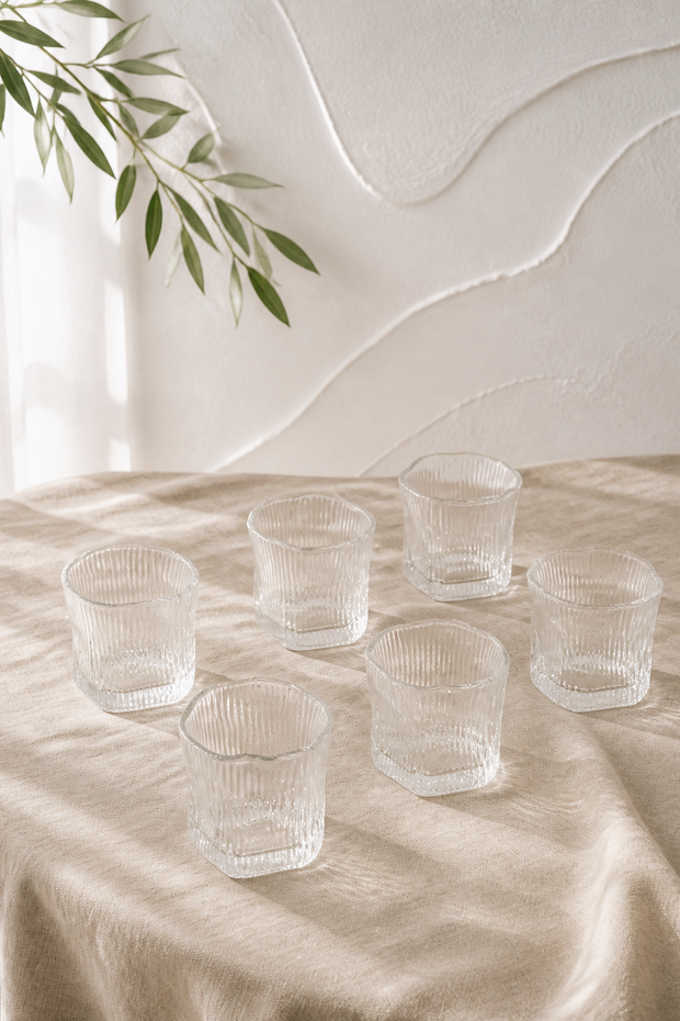 Bavary Elegantes Glas-Set mit Wellenmuster, 6er-Set | Elegantes Glas-Set mit Wellenmuster, 6er-Set / kleine Größe