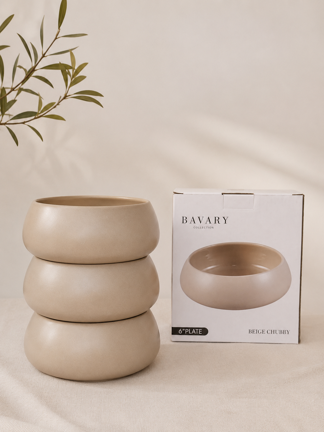 Lot de 3 bols Bavary Beige Chubby