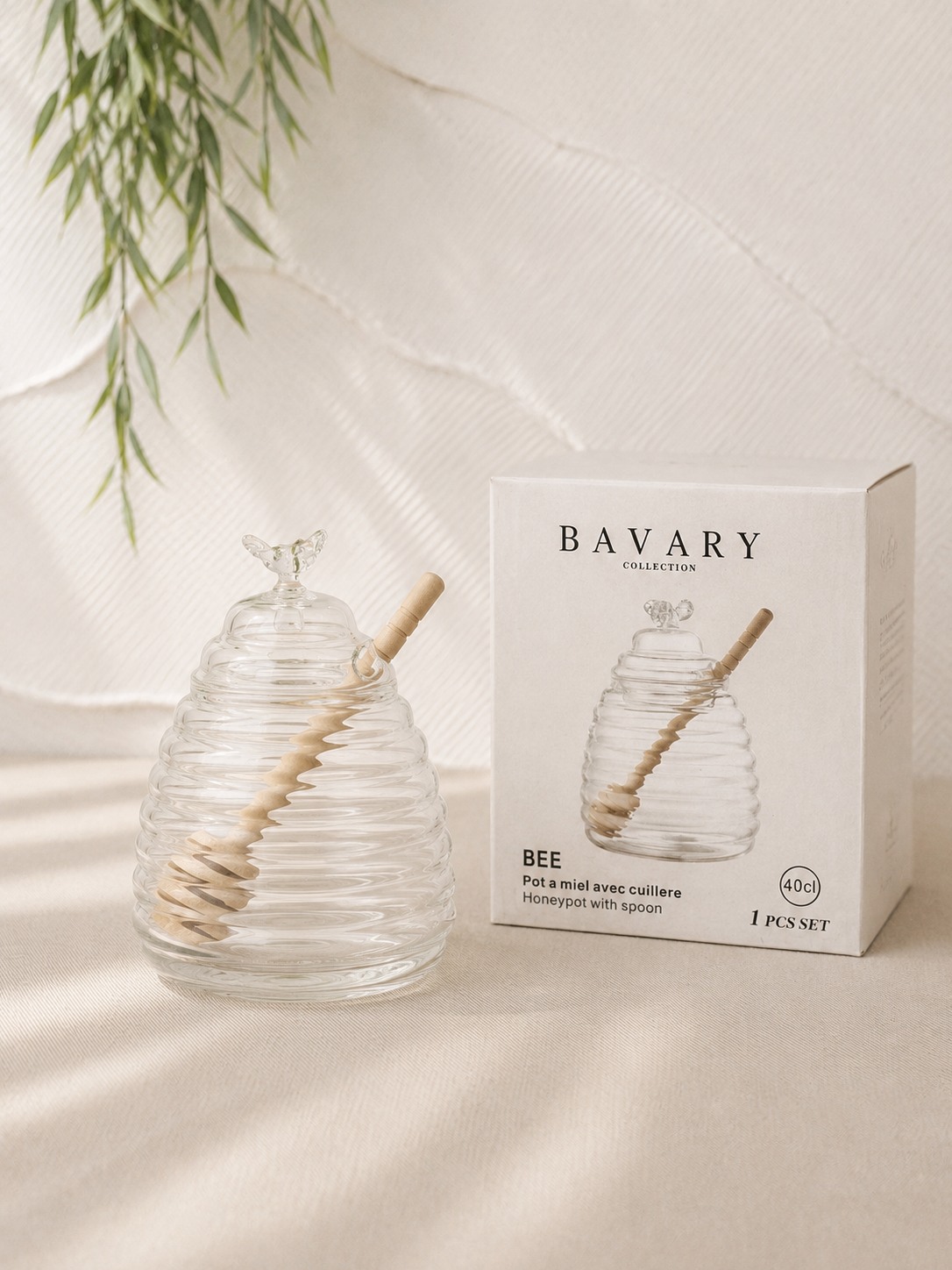 Bavary Honingpotje mit Holzlöffel – Honingglas – 40 ml