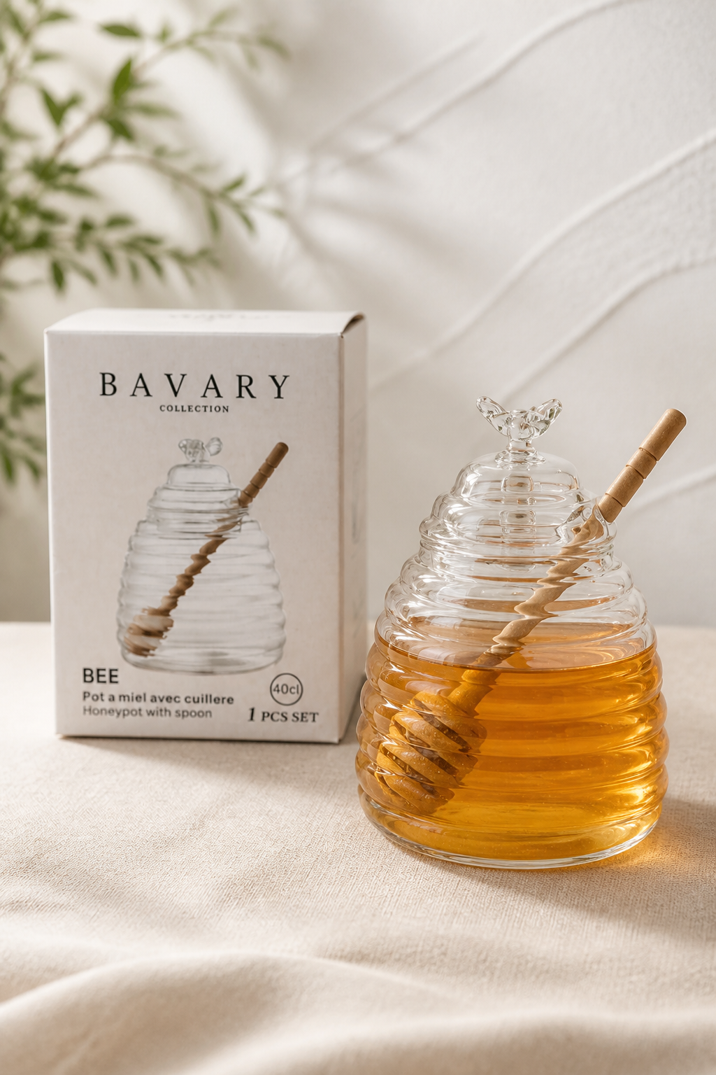 Bavary Honingpotje mit Holzlöffel – Honingglas – 40 ml