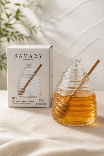 Bavary Honingpotje met Houten Lepel - Honingpot - 40 ml