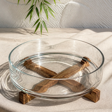 Bavary Glasschale mit Holzhalter – Mittel | 25,5 cm – 1,8 l
