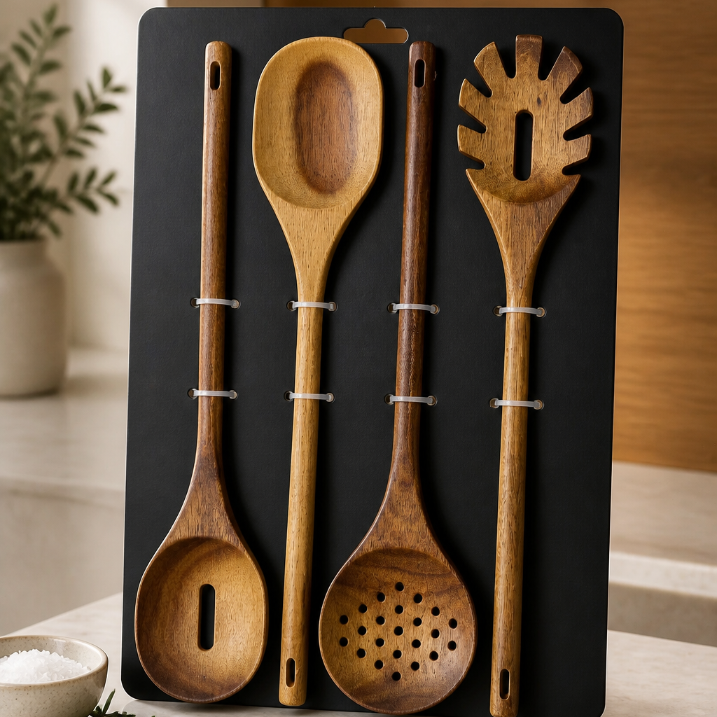 Set d'ustensiles de cuisine Bricard Acacia 029A | 4 pièces