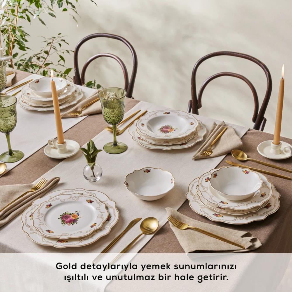 Karaca Antique Porselen 24 Parça 6 Kişilik Yemek Takımı