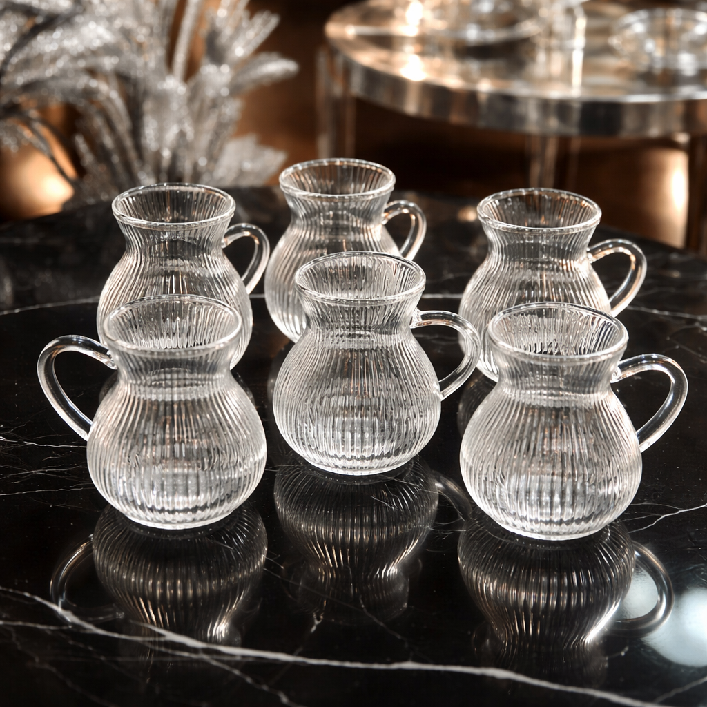 Mulex Refi 6'li Set Cam Çay Bardağı met handvat 200 ml | Mx-151496