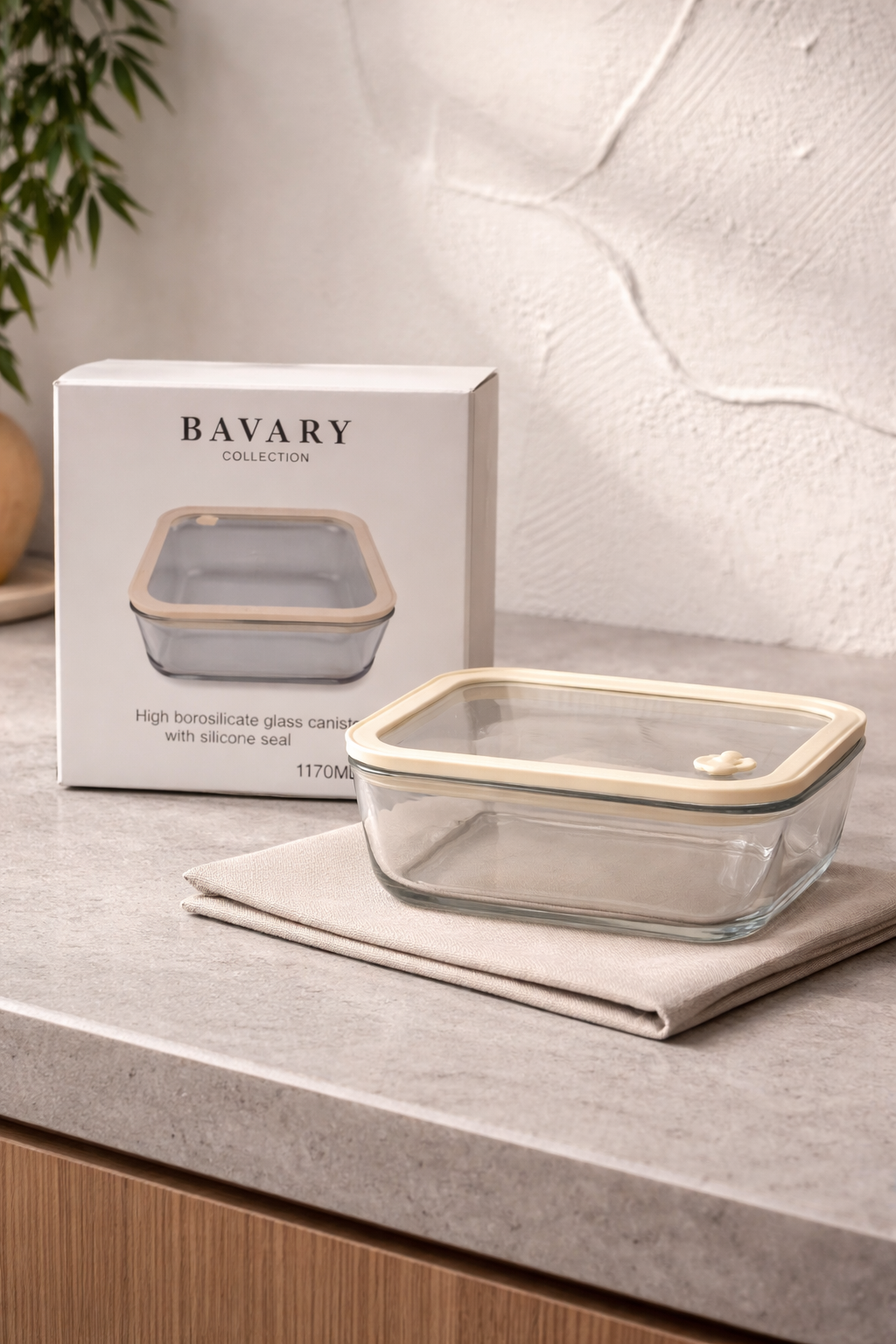 Bavary Kare Cam Saklama Kabı 1170 ML
