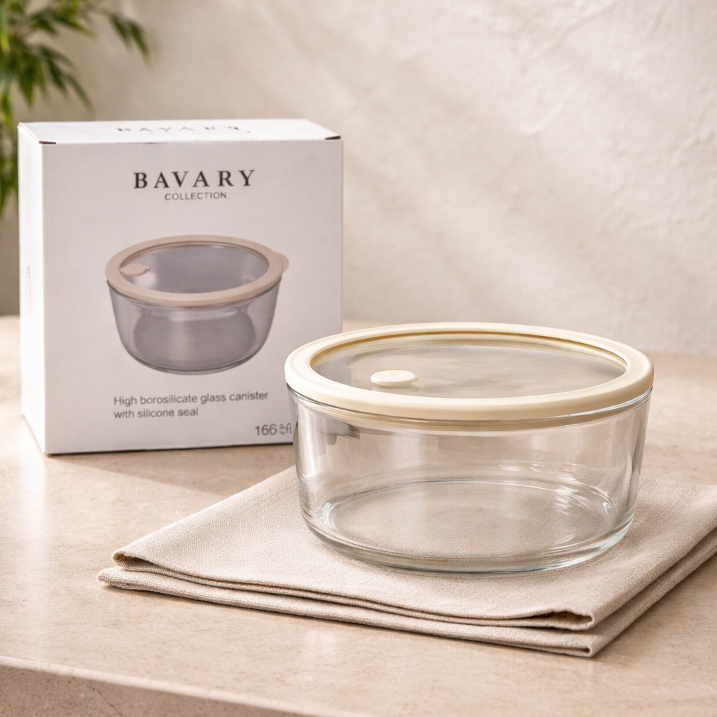 Bavary Yuvarlak Cam Saklama Kabı 1650Ml