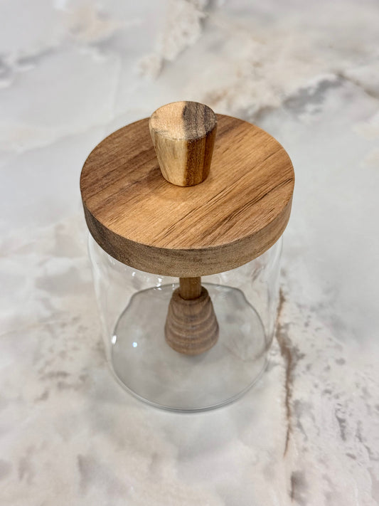 Glazen Honingpot met Houten Deksel & Lepel