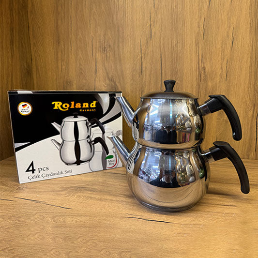 Kadoland Roland Maxi Boy Theepot Set / Celik Çaydanlık Seti