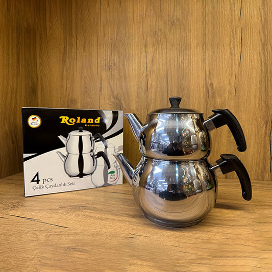 Kadoland Roland Aile Boy Theepot Set / Celik Çaydanlık Seti