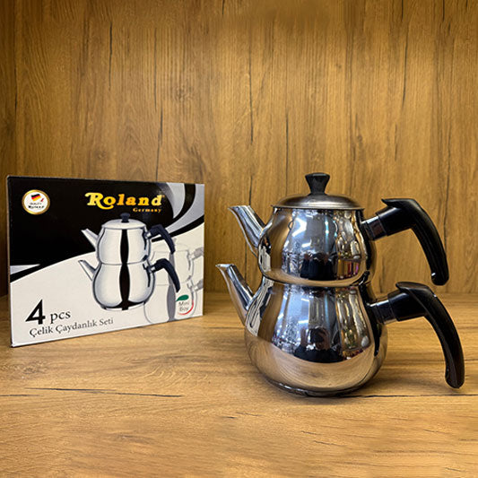 Kadoland Roland Mini Boy Theepot Set / Celik Çaydanlık Seti