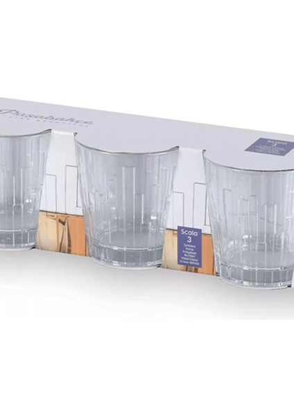 Paşabahçe 520234 Scala Viski Bardağı (3'lü) - 300cc/10oz - Kristal Görünümlü Cam