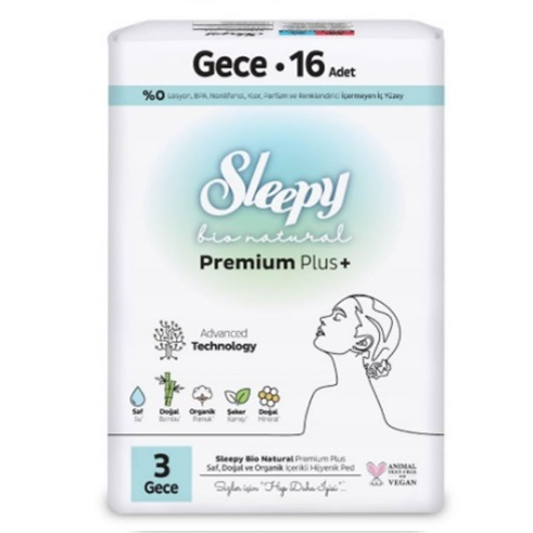 Sleepy Bio Natural Damesmaandverband nr. 3 Nacht 3x16 stuks