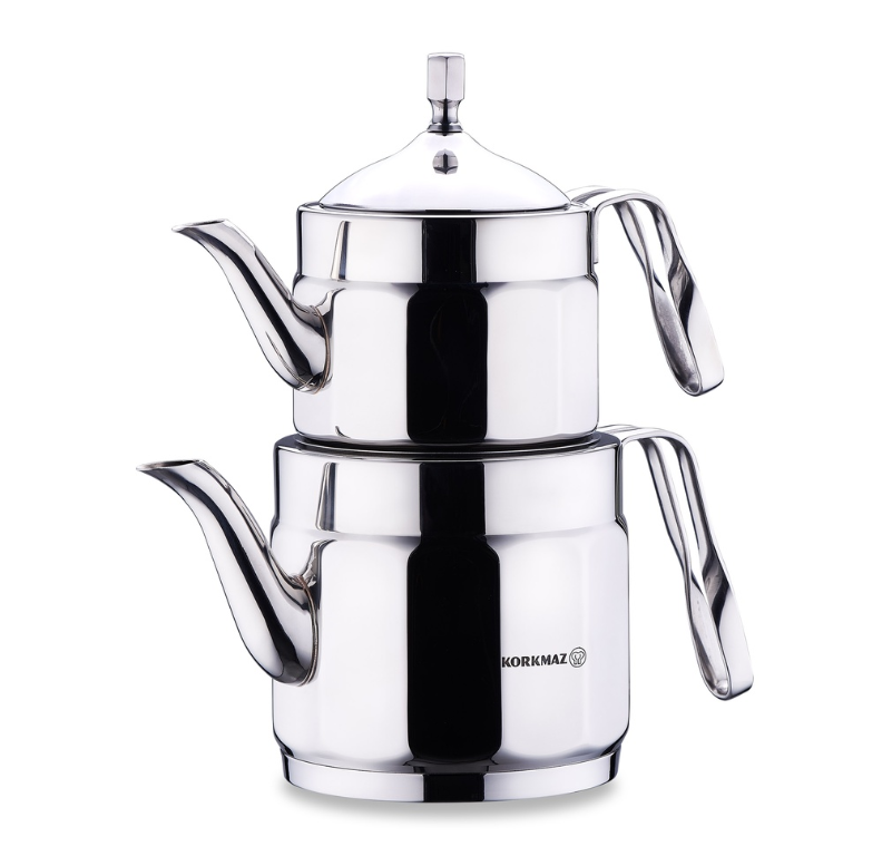 Korkmaz A229 Nostaljia Maxi Çelik Çaydanlık Takımı 1,2 L + 2,2 L