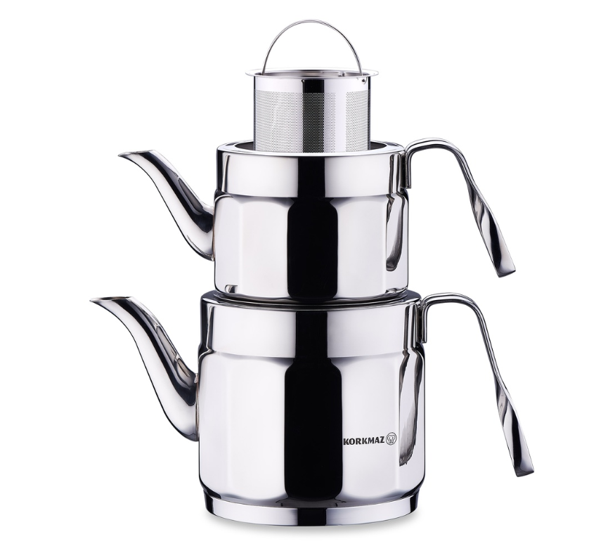 Korkmaz A229 Nostaljia Maxi Çelik Çaydanlık Takımı 1,2 L + 2,2 L