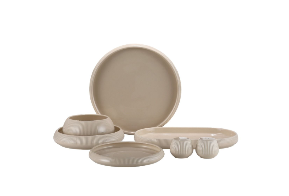 Bricard Bondy Lines 27 Parça 6 Kişilik Taupe Porselen Yemek Takımı