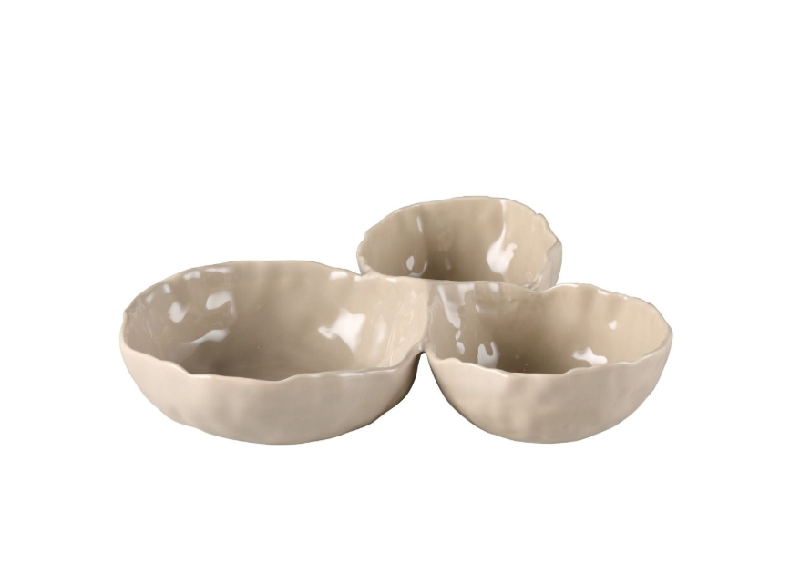 Bricard Nimes 3 Bölmeli Taupe Porselen Kase 22,5 cm