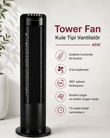 Tower Fan 45 W – Turmventilator mit Fernbedienung