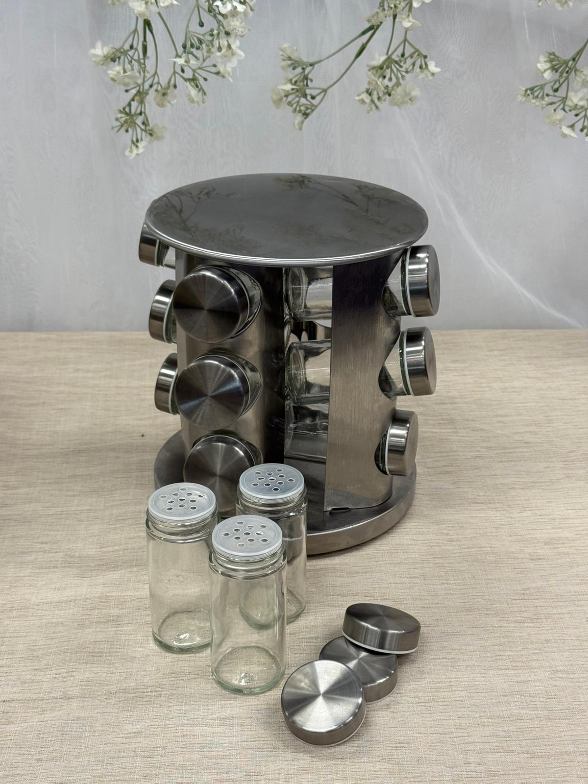 Kadoland 12-teiliges Gewürzset aus Glas mit Ständer