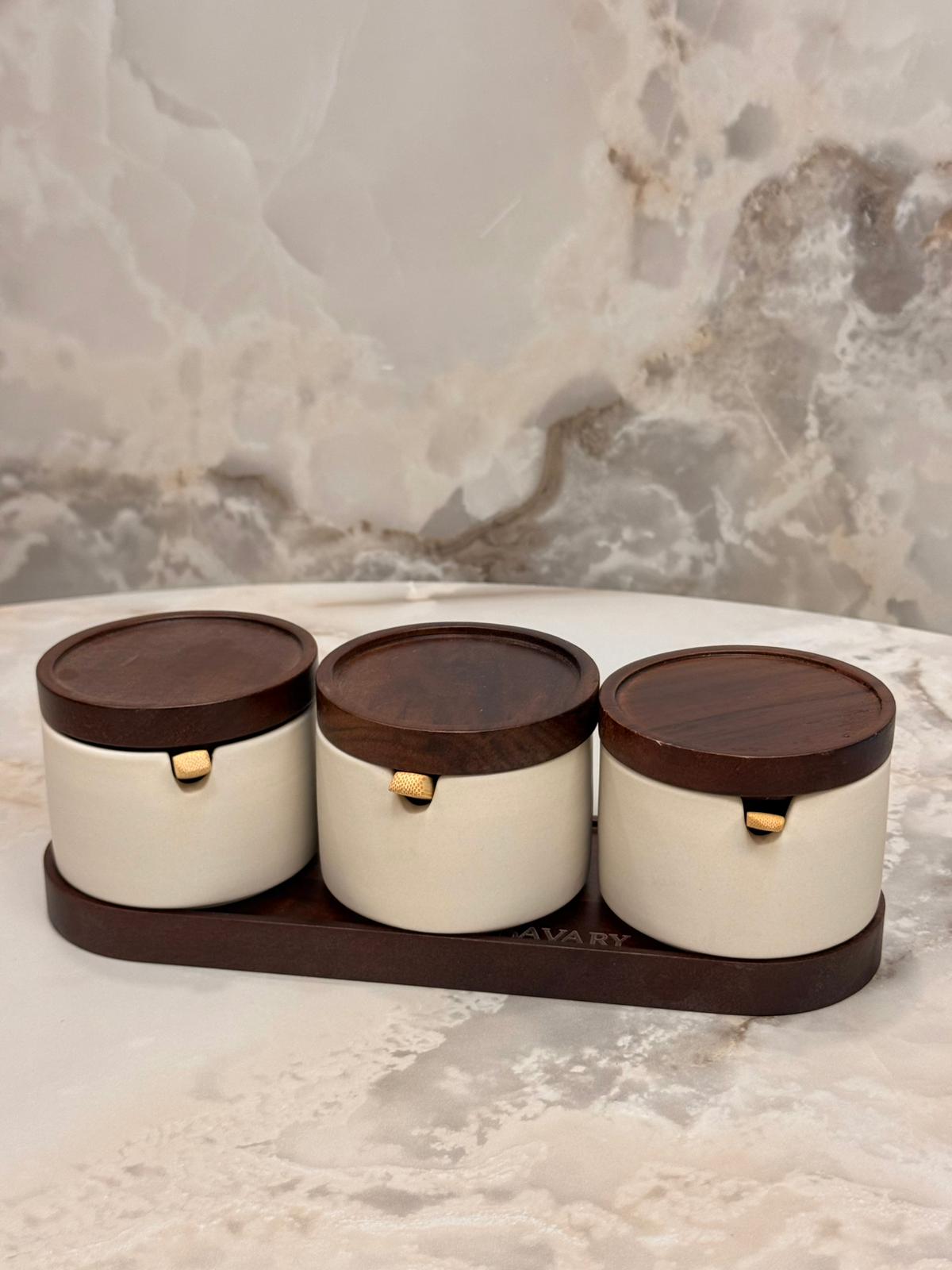 Lot de trois pots à épices Bavary Terra