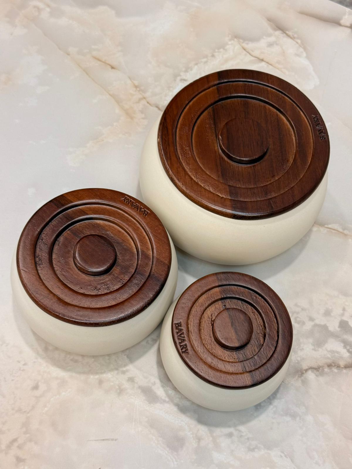 Bavary Terra Vorratsglas-Set (mit Holzdeckel – 3er-Set)