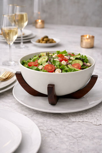 Bavary Terra Ahşap Ayaklı Seramik Kase 9'25