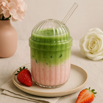 Kadoland Bavary Dome Pipetli Cam Bardak / Glazen Beker Met Rietje