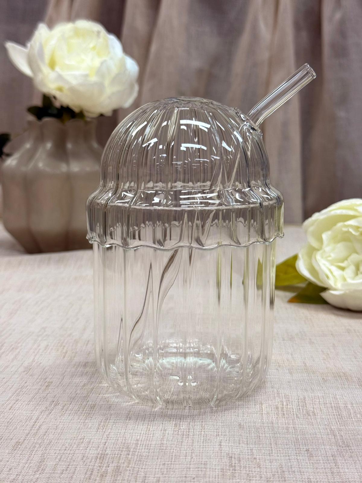 Kadoland Bavary Dome Glasbecher mit Strohhalm | Glasbecher mit Strohhalm