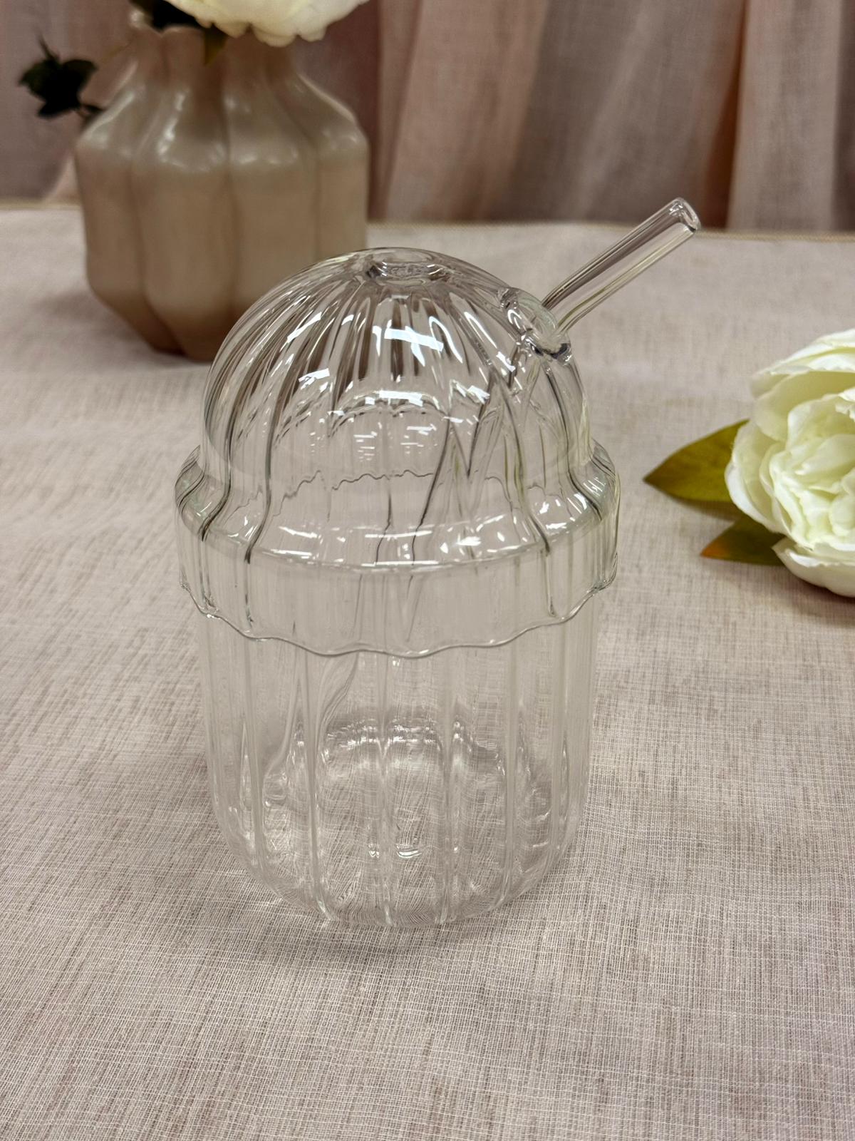 Kadoland Bavary Dome Glasbecher mit Strohhalm | Glasbecher mit Strohhalm