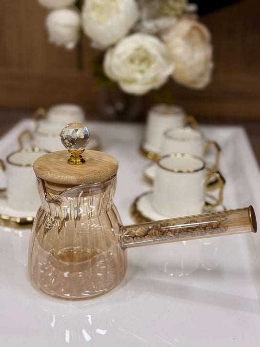 Amber Koffiepot/Cam Cezve Dekoratif Kapakli