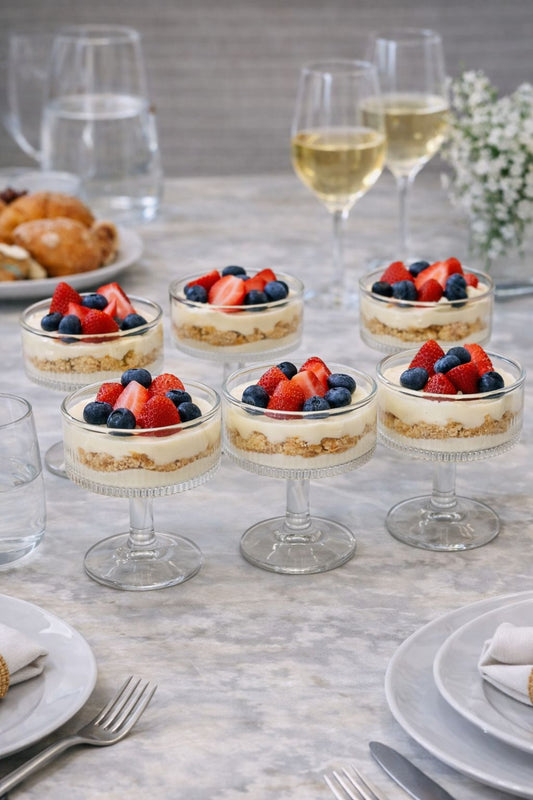 Bavary lines Glass Ice Cream Cups - Snack Bowls - 10.5cm hoog - 6 stuks